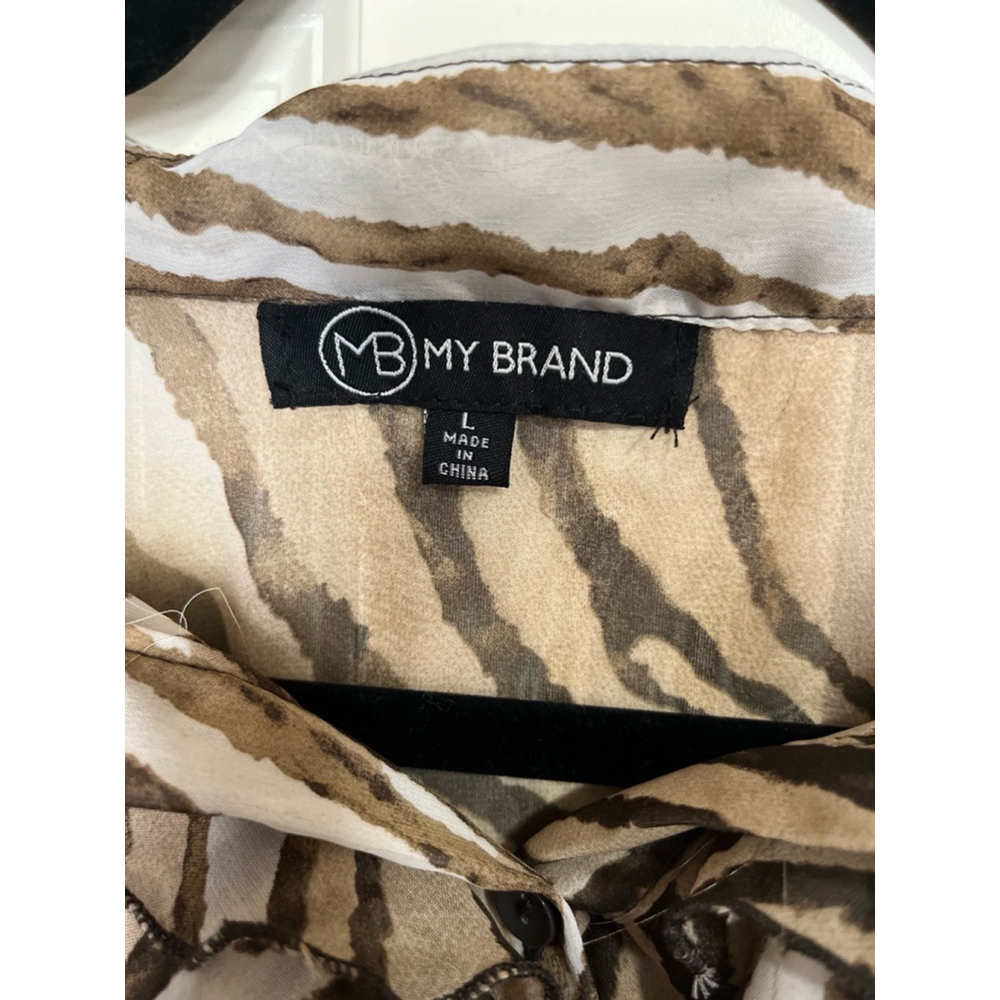 EUC My Brand Zebra Print Blouse Women’s Size L Brown - Picture 3 of 3